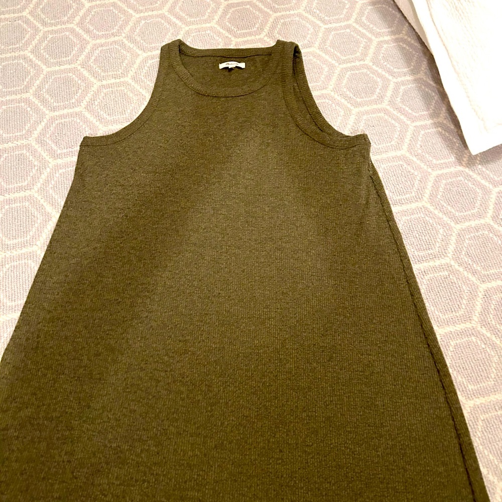 Madewell sleeveless midi dress XL in Olive